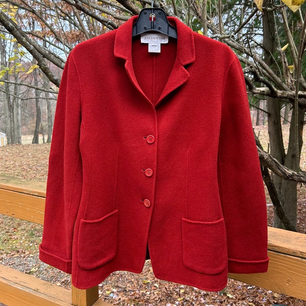 Jones New York Brick Red Wool Blazer, Size 12 - Picture 6 of 16